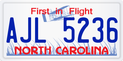 NC license plate AJL5236