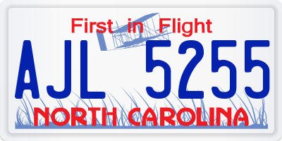 NC license plate AJL5255