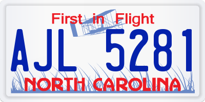 NC license plate AJL5281