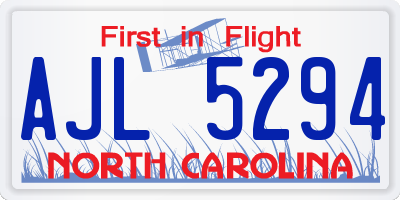 NC license plate AJL5294