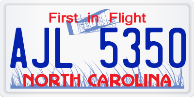 NC license plate AJL5350
