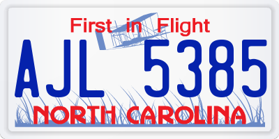 NC license plate AJL5385