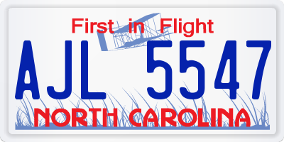 NC license plate AJL5547