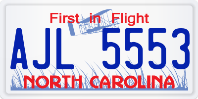 NC license plate AJL5553