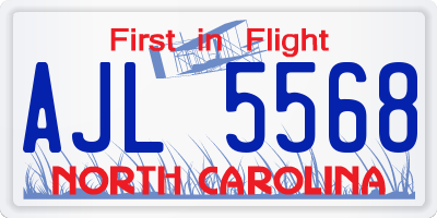 NC license plate AJL5568