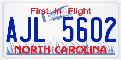 NC license plate AJL5602