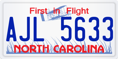 NC license plate AJL5633