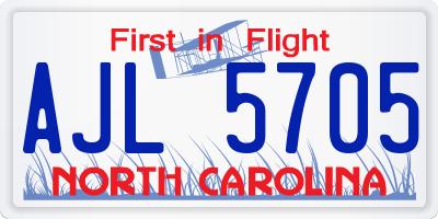 NC license plate AJL5705