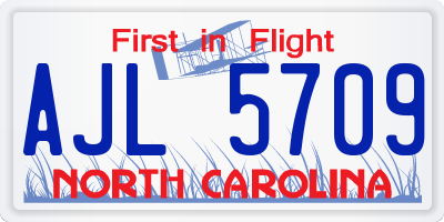 NC license plate AJL5709