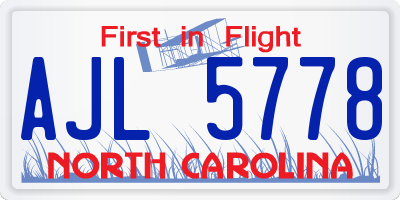 NC license plate AJL5778