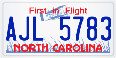 NC license plate AJL5783