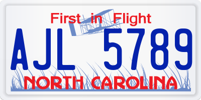NC license plate AJL5789