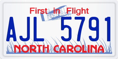 NC license plate AJL5791