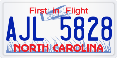 NC license plate AJL5828