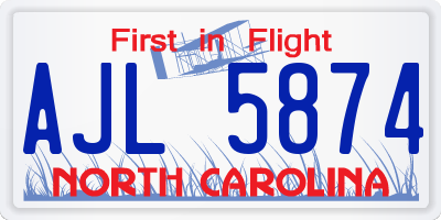 NC license plate AJL5874
