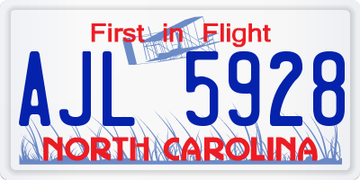NC license plate AJL5928