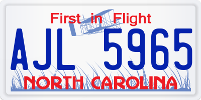 NC license plate AJL5965