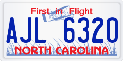 NC license plate AJL6320
