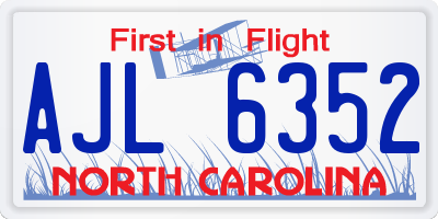 NC license plate AJL6352