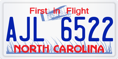 NC license plate AJL6522