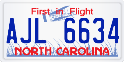 NC license plate AJL6634