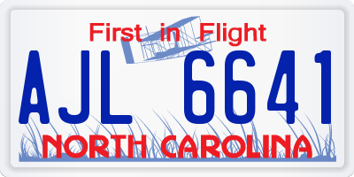 NC license plate AJL6641