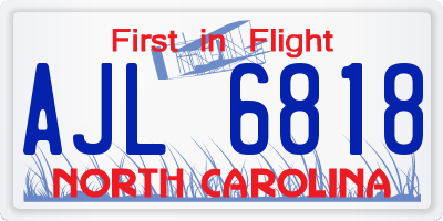 NC license plate AJL6818