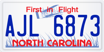 NC license plate AJL6873