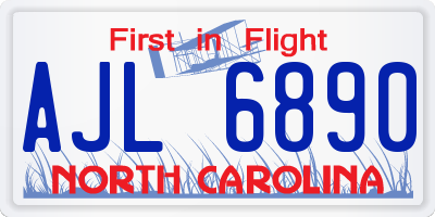 NC license plate AJL6890