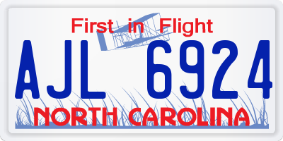 NC license plate AJL6924