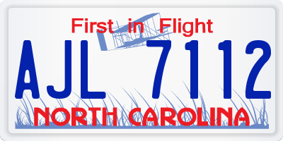 NC license plate AJL7112