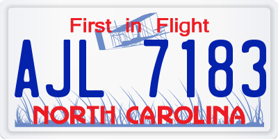 NC license plate AJL7183