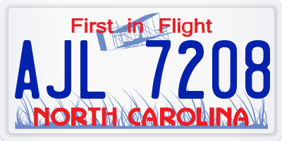NC license plate AJL7208