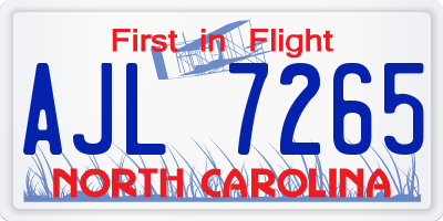 NC license plate AJL7265