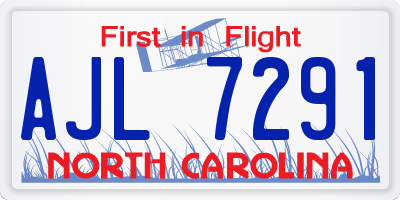 NC license plate AJL7291
