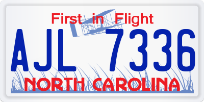 NC license plate AJL7336