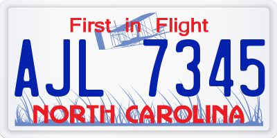 NC license plate AJL7345