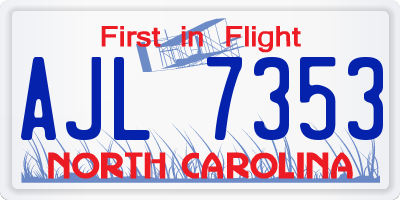 NC license plate AJL7353