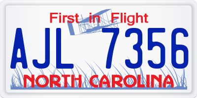 NC license plate AJL7356