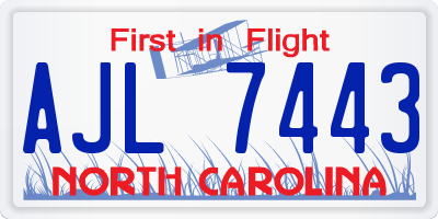 NC license plate AJL7443