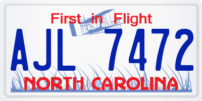 NC license plate AJL7472