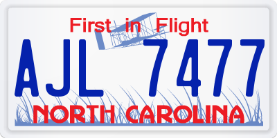 NC license plate AJL7477
