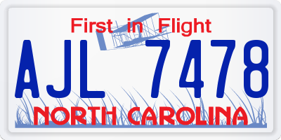 NC license plate AJL7478