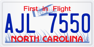 NC license plate AJL7550