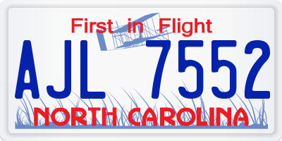 NC license plate AJL7552