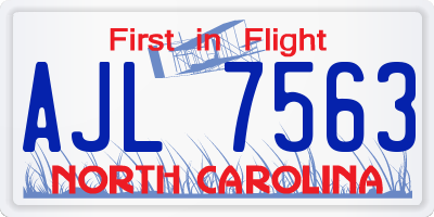 NC license plate AJL7563