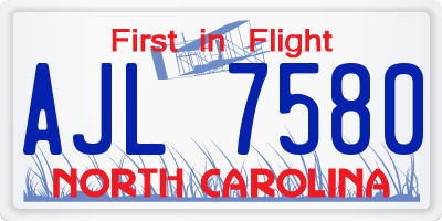 NC license plate AJL7580