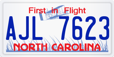 NC license plate AJL7623
