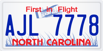 NC license plate AJL7778