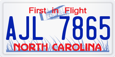 NC license plate AJL7865